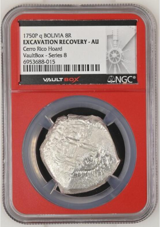 1750P Q BOLIVIA 8R CERRO RICO HOARD NGC EXCAVATION RECOVERY - AU Series 8 Front