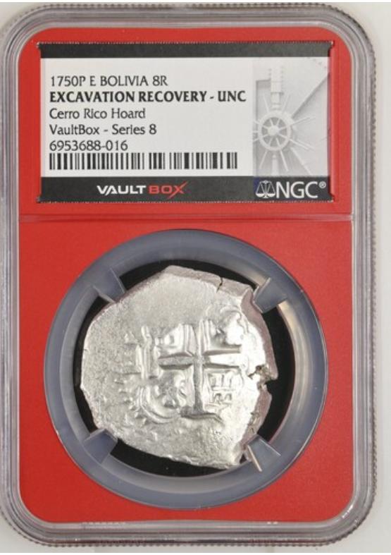 1750P E BOLIVIA 8R CERRO RICO HOARD NGC EXCAVATION RECOVERY - UNC Series 8 Front