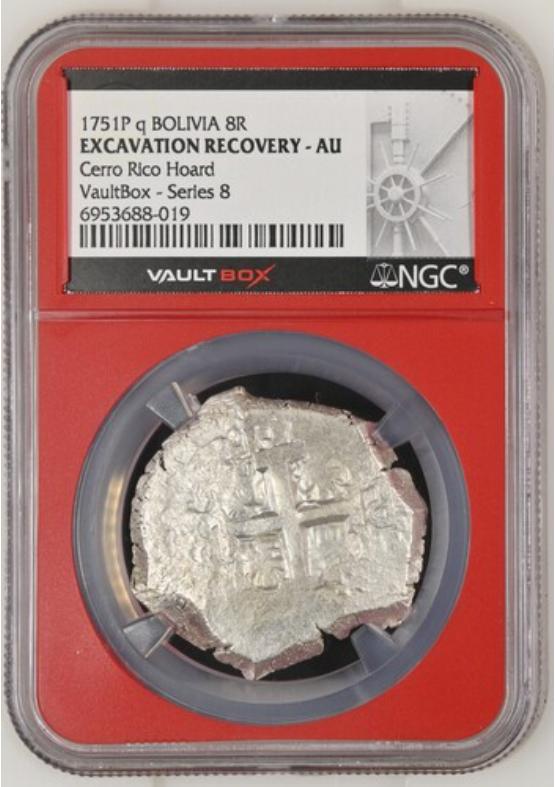 1751P Q BOLIVIA 8R CERRO RICO HOARD NGC EXCAVATION RECOVERY - AU Series 8 Front