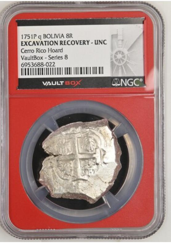 1751P Q BOLIVIA 8R CERRO RICO HOARD NGC EXCAVATION RECOVERY - UNC Series 8 Front