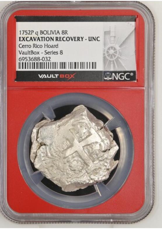 1752P Q BOLIVIA 8R CERRO RICO HOARD NGC EXCAVATION RECOVERY - UNC Series 8 Front