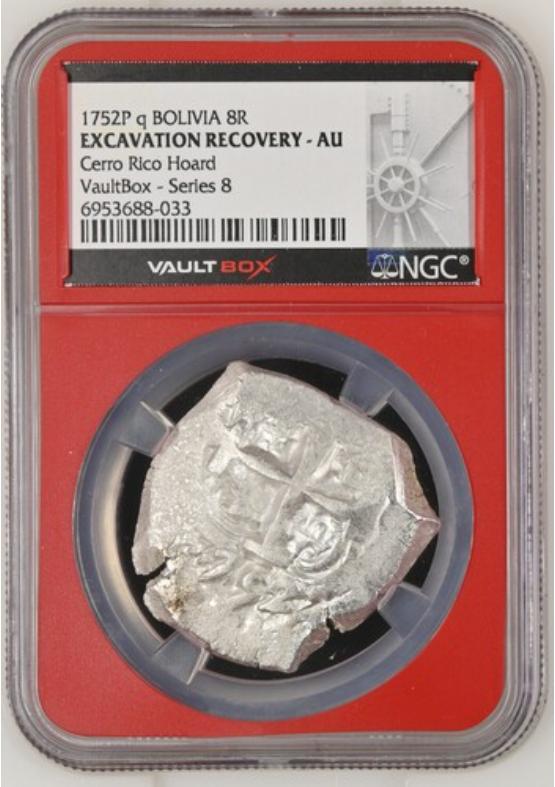 1752P Q BOLIVIA 8R CERRO RICO HOARD NGC EXCAVATION RECOVERY - AU Series 8 Front
