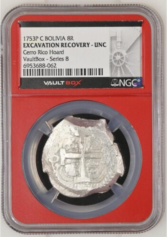 1753P C BOLIVIA 8R CERRO RICO HOARD NGC EXCAVATION RECOVERY - UNC Series 8 Front