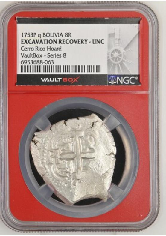 1753P Q BOLIVIA 8R CERRO RICO HOARD NGC EXCAVATION RECOVERY - UNC Series 8 Front