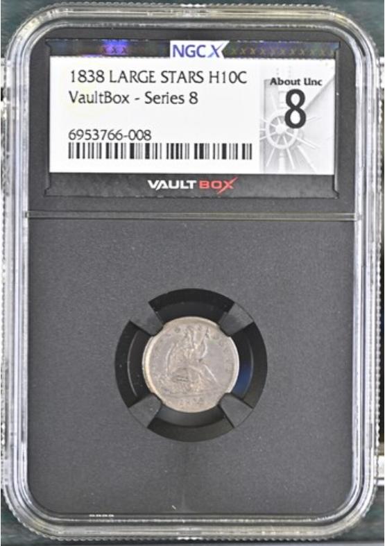 1838 LARGE STARS H10C NGCX ABOUT UNCIRCULATED 8 Series 8 Front