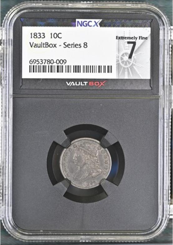 1833 10C NGCX EXTREMELY FINE 7 Series 8 Front
