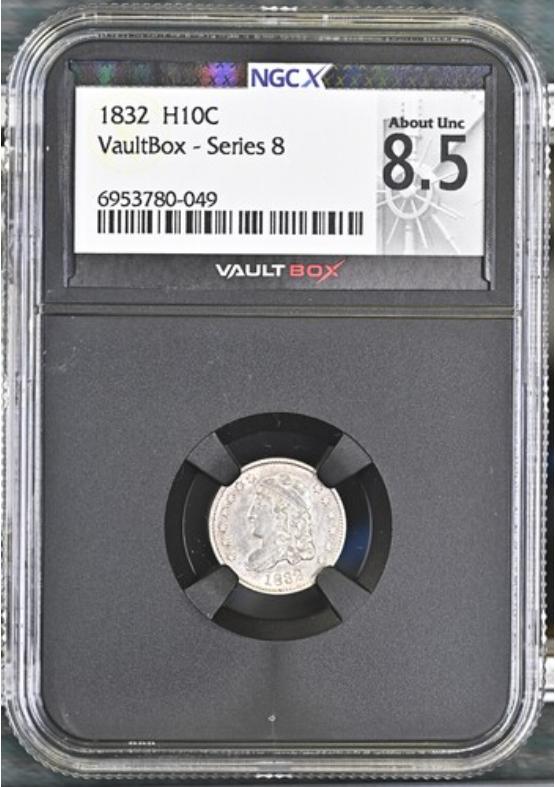 1832 H10C NGCX ABOUT UNCIRCULATED 8.5 Series 8 Front