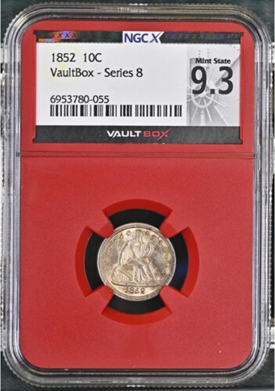 1852 10C NGCX MINT STATE 9.3 Series 8 Front