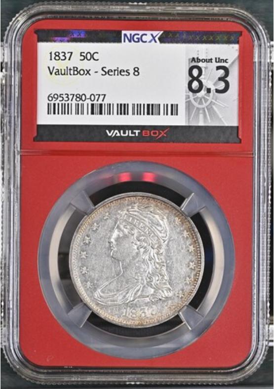 1837 50C NGCX ABOUT UNCIRCULATED 8.3 Series 8 Front