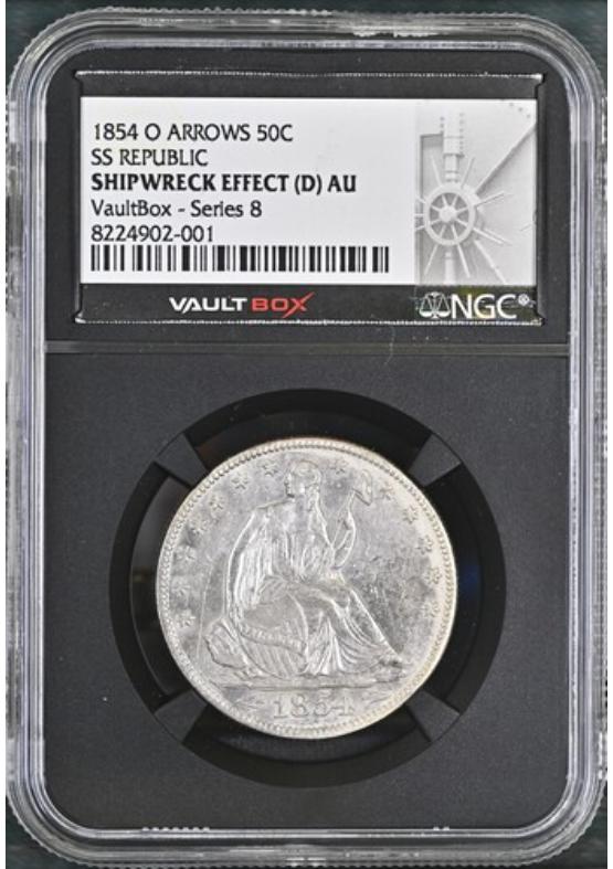 1854-O ARROWS 50C SS REPUBLIC NGC SHIPWRECK EFFECT (D) Series 8 Front