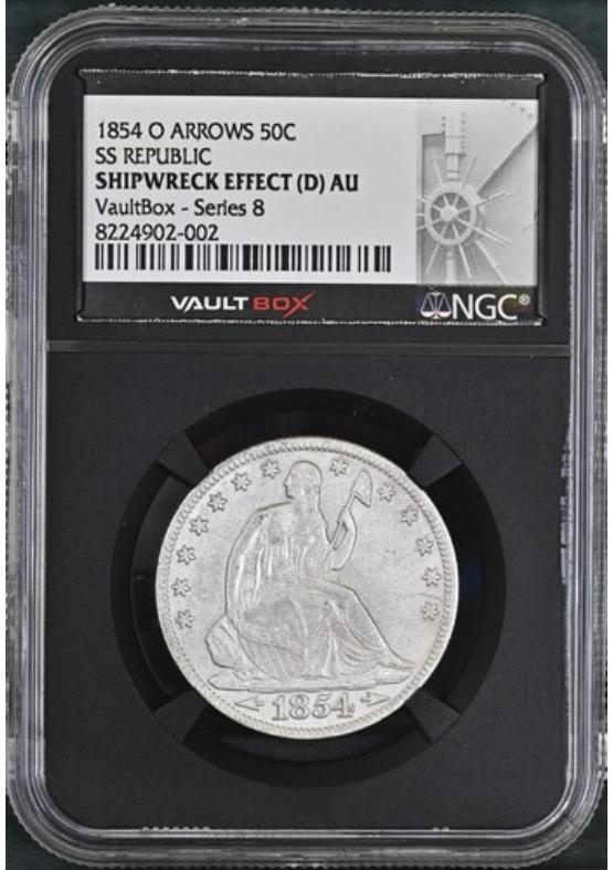 1854-O ARROWS 50C SS REPUBLIC NGC SHIPWRECK EFFECT (D) Series 8 Front