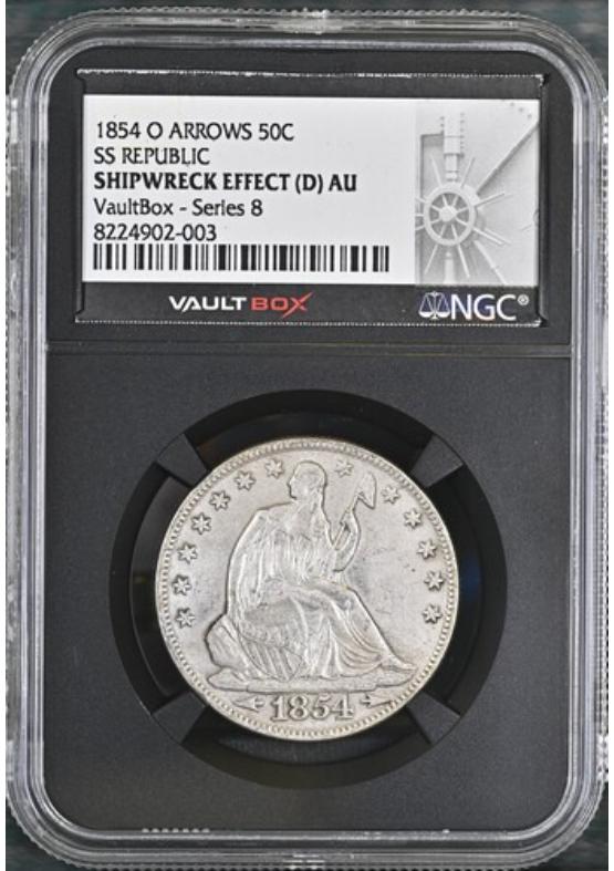 1854-O ARROWS 50C SS REPUBLIC NGC SHIPWRECK EFFECT (D) Series 8 Front
