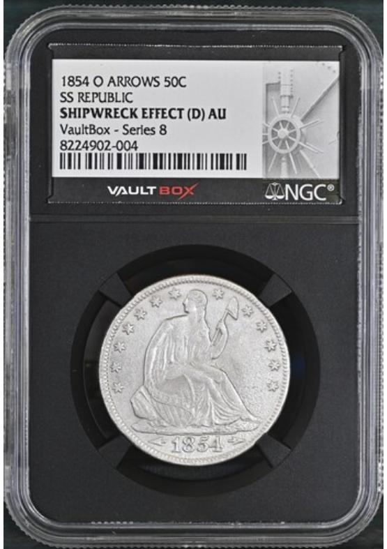 1854-O ARROWS 50C SS REPUBLIC NGC SHIPWRECK EFFECT (D) Series 8 Front