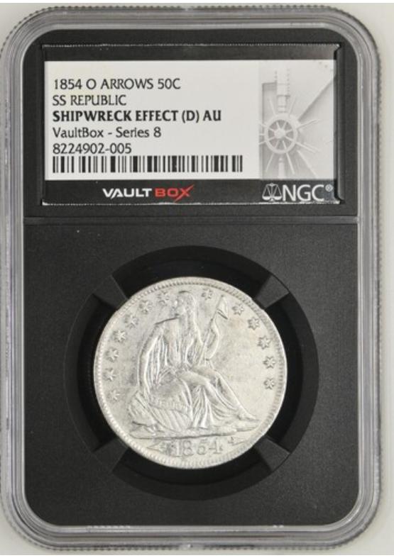 1854-O ARROWS 50C SS REPUBLIC NGC SHIPWRECK EFFECT (D) Series 8 Front