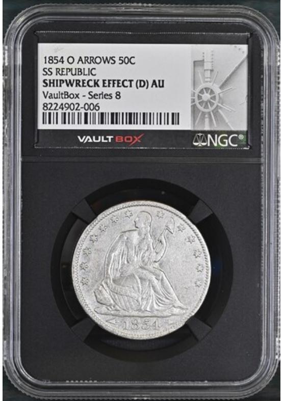 1854-O ARROWS 50C SS REPUBLIC NGC SHIPWRECK EFFECT (D) Series 8 Front
