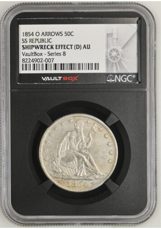 1854-O ARROWS 50C SS REPUBLIC NGC SHIPWRECK EFFECT (D) Series 8 Front