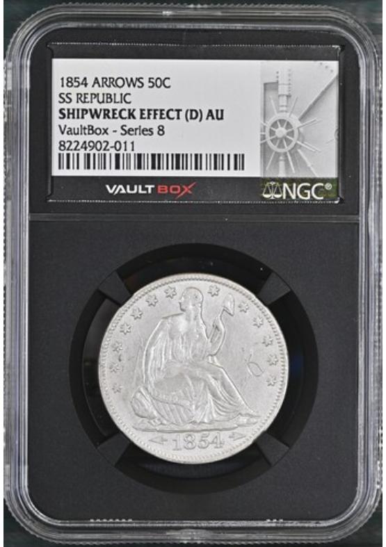 1854 ARROWS 50C SS REPUBLIC NGC SHIPWRECK EFFECT (D) Series 8 Front