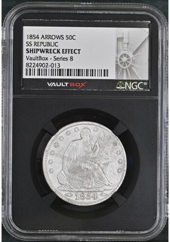 1854 ARROWS 50C SS REPUBLIC NGC SHIPWRECK EFFECT Series 8 Front