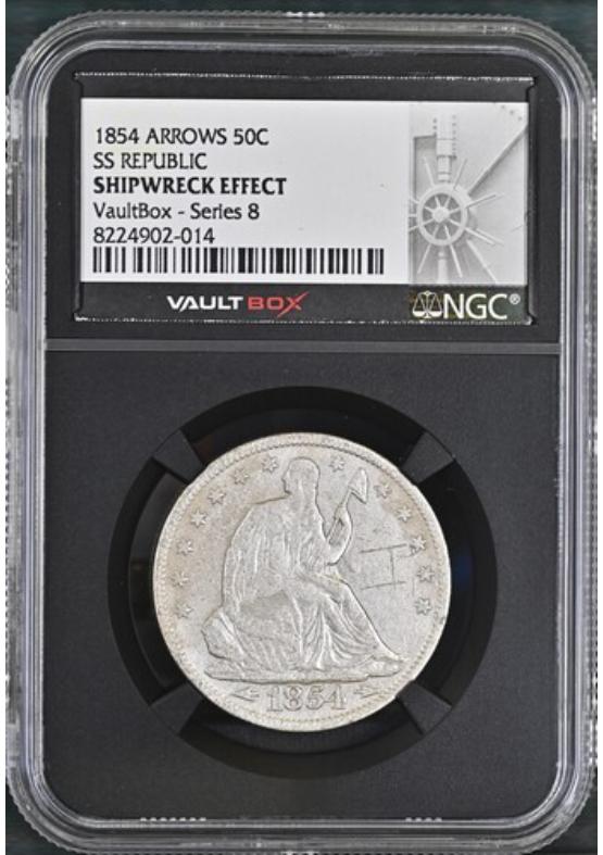 1854 ARROWS 50C SS REPUBLIC NGC SHIPWRECK EFFECT Series 8 Front