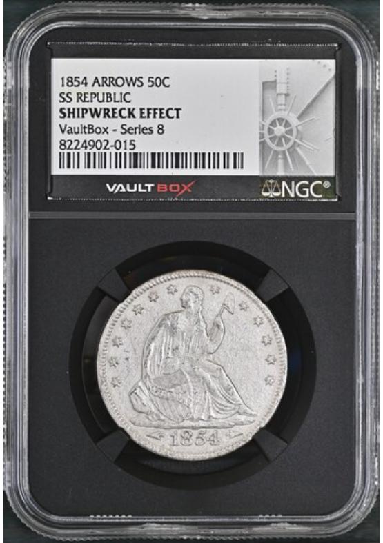 1854 ARROWS 50C SS REPUBLIC NGC SHIPWRECK EFFECT Series 8 Front