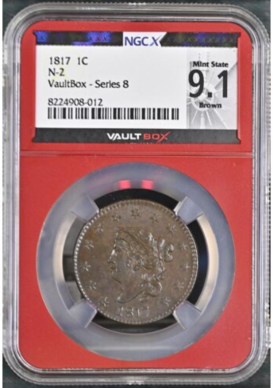 1817 N-2 1C NGCX MINT STATE 9.1 BROWN Series 8 Front