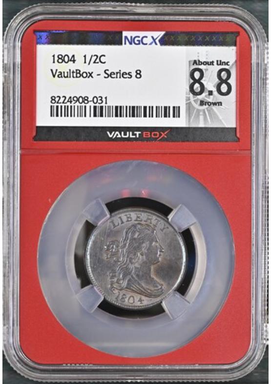 1804 1/2C NGCX ABOUT UNCIRCULATED 8.8 BROWN Series 8 Front