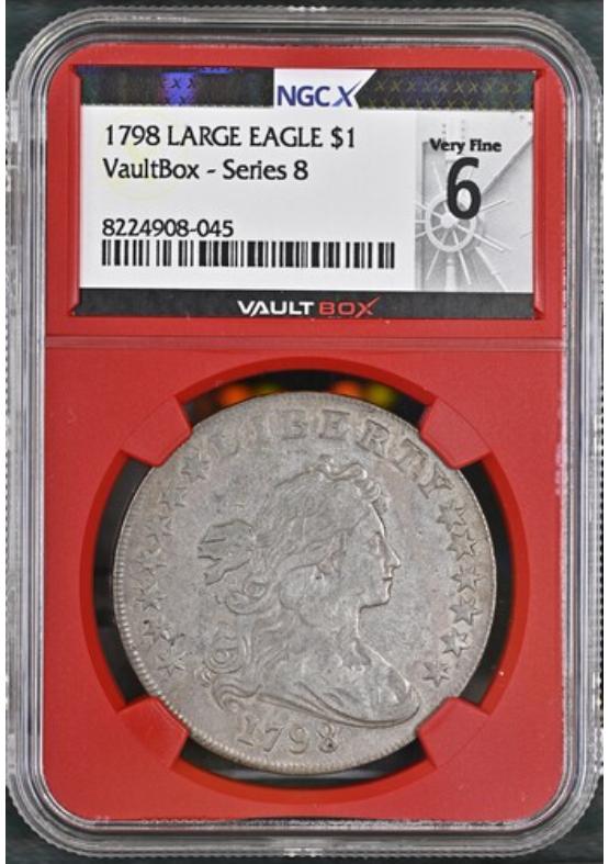 1798 LARGE EAGLE $1 NGCX VERY FINE 6 Series 8 Front