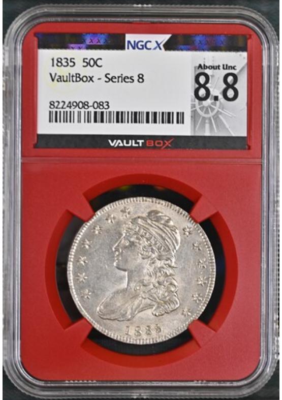 1835 50C NGCX ABOUT UNCIRCULATED 8.8 Series 8 Front