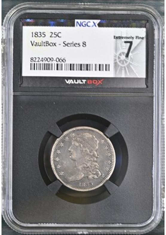 1835 25C NGCX EXTREMELY FINE 7 Series 8 Front