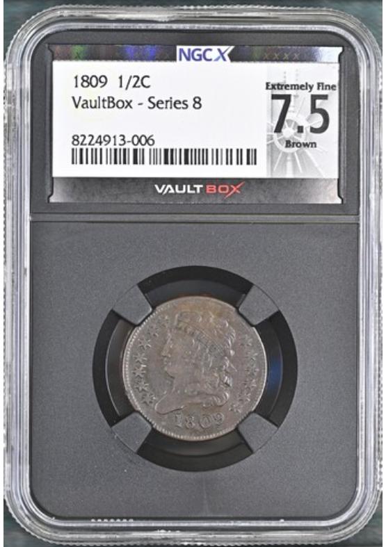 1809 1/2C NGCX EXTREMELY FINE 7.5 BROWN Series 8 Front