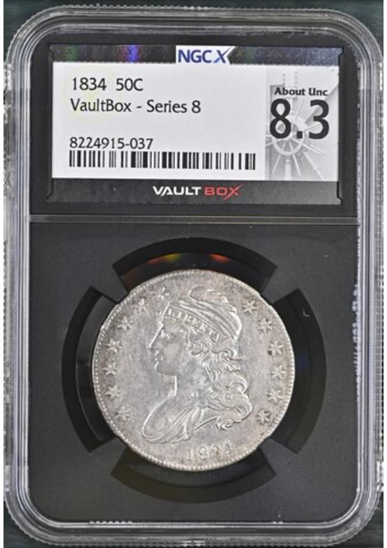 1834 50C NGCX ABOUT UNCIRCULATED 8.3 Series 8 Front