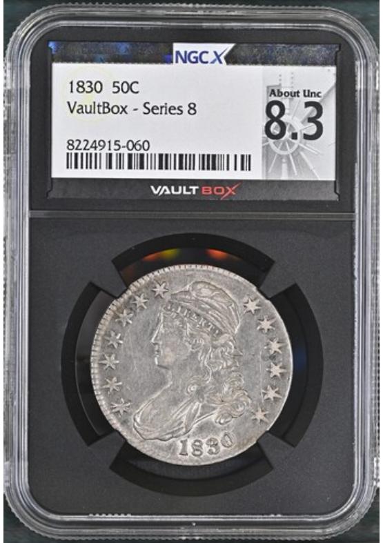 1830 50C NGCX ABOUT UNCIRCULATED 8.3 Series 8 Front