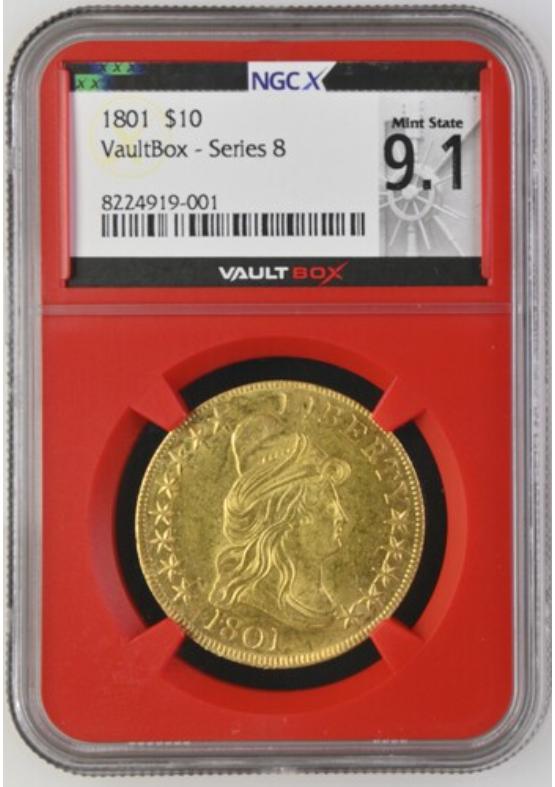 1801 $10 NGCX MINT STATE 9.1 Series 8 Front