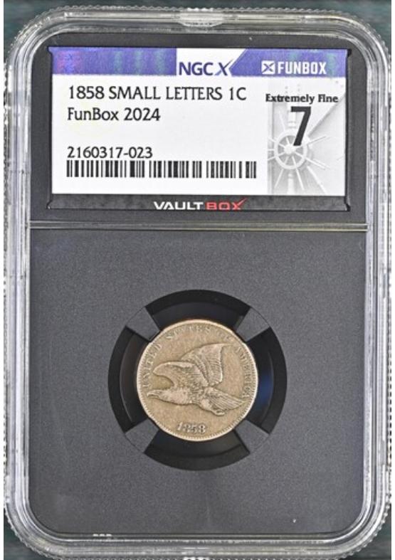 1858 SMALL LETTERS 1C NGCX EXTREMELY FINE 7 Front