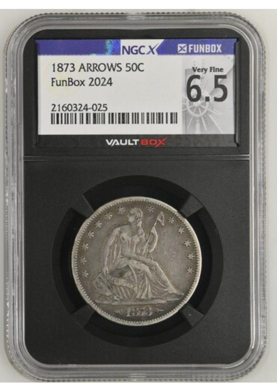 1873 ARROWS 50C NGCX VERY FINE 6.5 Front