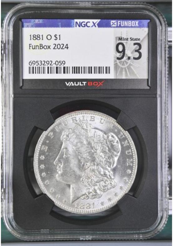 1881-O $1 NGCX MINT STATE 9.3 Front