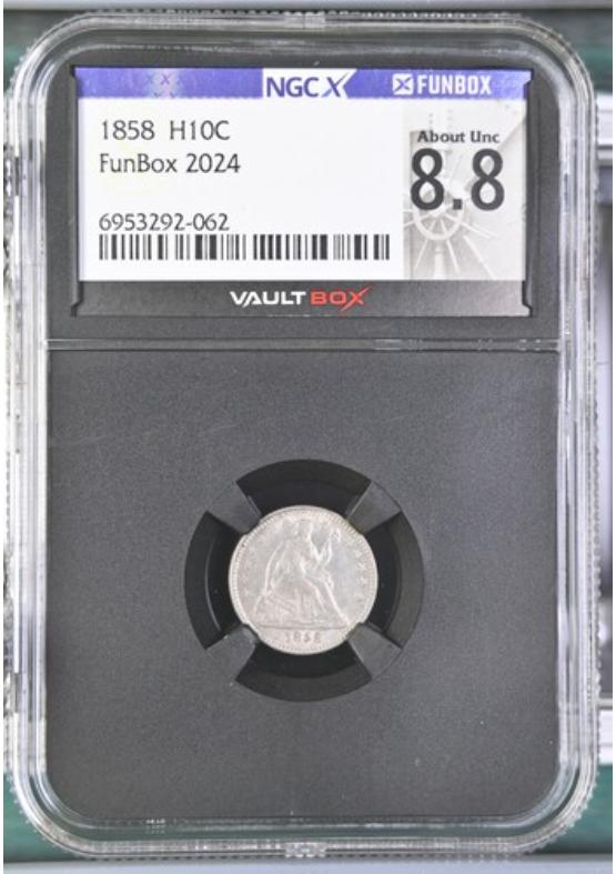 1858 H10C NGCX ABOUT UNCIRCULATED 8.8 Front