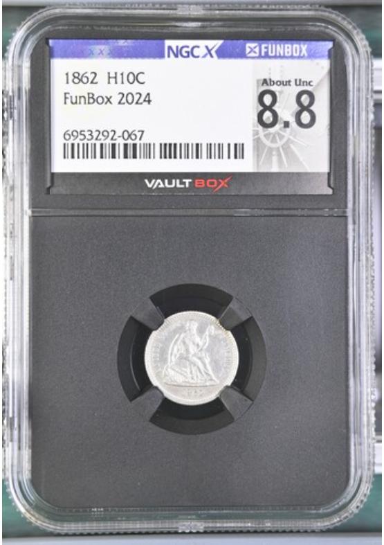 1862 H10C NGCX ABOUT UNCIRCULATED 8.8 Front