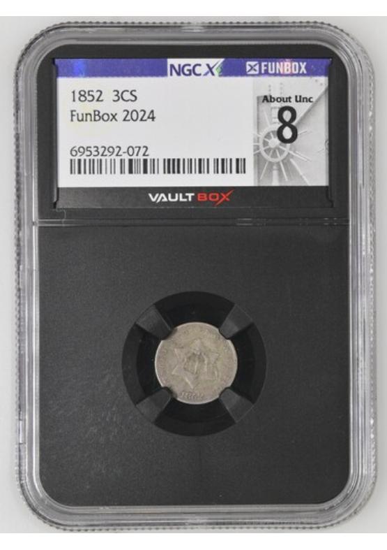1852 3CS NGCX ABOUT UNCIRCULATED 8 Front