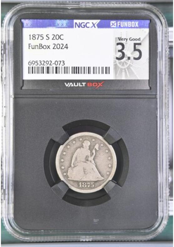 1875-S 20C NGCX VERY GOOD 3.5 Front