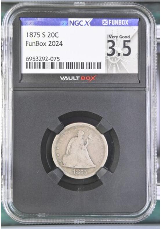 1875-S 20C NGCX VERY GOOD 3.5 Front