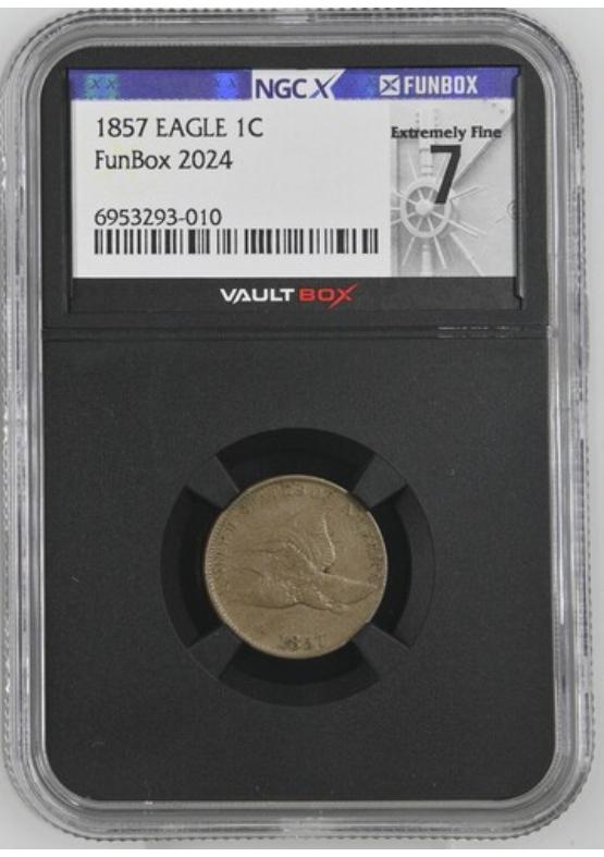 1857 EAGLE 1C NGCX EXTREMELY FINE 7 Front