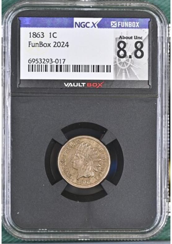 1863 1C NGCX ABOUT UNCIRCULATED 8.8 Front
