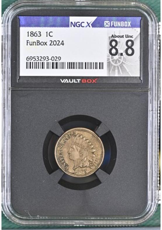 1863 1C NGCX ABOUT UNCIRCULATED 8.8 Front