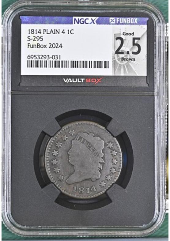 1814 PLAIN 4 1C S-295 NGCX GOOD 2.5 BROWN Front