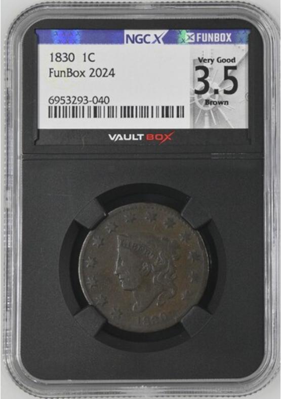 1830 1C NGCX VERY GOOD 3.5 BROWN Front