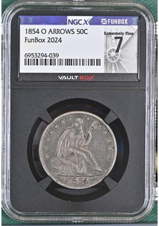 1854 O ARROWS 50C NGCX EXTREMELY FINE 7 Front