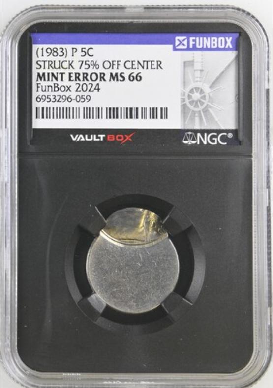 -1983-P 5C STRUCK 75% OFF CENTER  NGC MINT ERROR MS66 Front