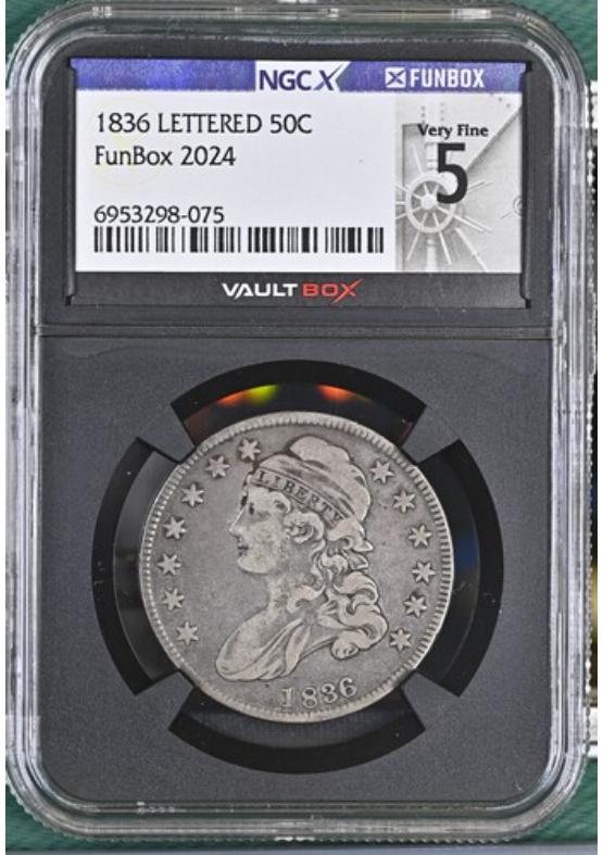 1836 LETTERED 50C NGCX VERY FINE 5 Front