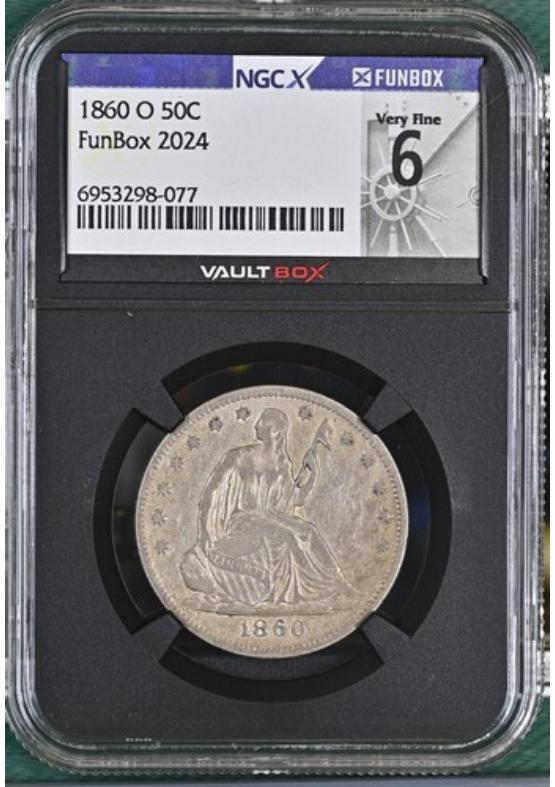 1860-O 50C NGCX VERY FINE 6 Front